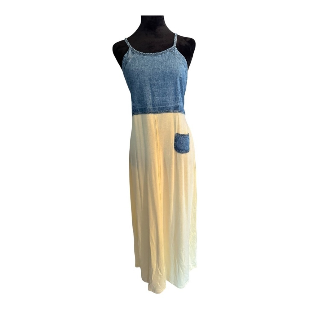 VTG Teacher Dress in Sunny yellow and Denim size Medium made in USA by Love Lies